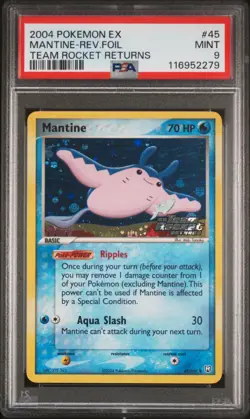2004 POKEMON EX TEAM ROCKET RETURNS MANTINE #45 REVERSE PSA 9 MINT #116952279 - Image 1