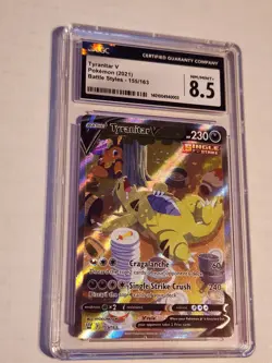 Pokemon TCG Graded CGC 8.5 Battle Styles Tyranitar V 155/163 Alt Art - Image 3