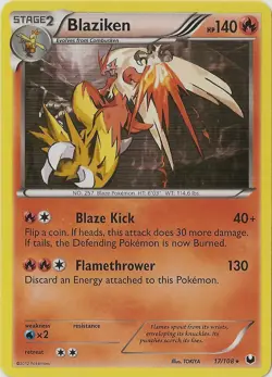 Slightly Played - 1 x Pokemon Blaziken - 17/108 - Holo Rare BW - Dark Explorers - Image 1