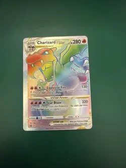 Pokemon TCG Charizard VSTAR Rainbow Secret Rare Card Brilliant Stars 174/172 - Image 1