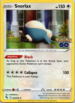 Pokemon Card TCG - Snorlax 055/078 Cosmos Holo Promo Exclusive Pokemon GO NM - Image 1