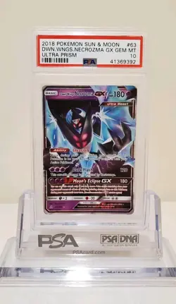 2018 Pokemon Sun & Moon Ultra Prism 63 Dawn Wings Necrozma GX PSA 10 GEM Mint - Image 1