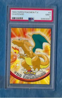 POKEMON 1999 TOPPS POKEMON TV #6 CHARIZARD PSA 9 NEW SLAB TOUGH ! ! - Image 1