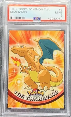 1999 Topps Pokemon TV Charizard #6 PSA 9 RARE TCG - Image 1