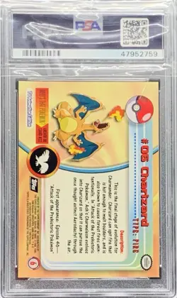 1999 Topps Pokemon TV Charizard #6 PSA 9 RARE TCG - Image 2