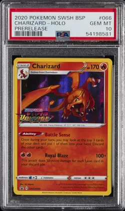 2020 POKEMON SWSH BLACK STAR PROMO PRERELEASE #066 CHARIZARD-HOLO PSA 10 - Image 1