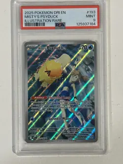 POKEMON 2025 EN-DESTINED RIVALS ILLUSTRATION RARE MISTY'S PSYDUCK 193/182 PSA 9 - Image 1