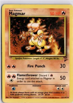 Pokemon TCG Magmar Base Set 2 51/130 Regular Unlimited Non Holo TCG WOTC - Image 1