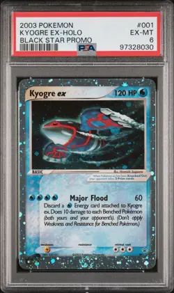 DOUBLE SWIRL! 2003 POKEMON BLACK STAR PROMO #001 KYOGRE EX-HOLO PSA 6 NINTENDO - Image 1