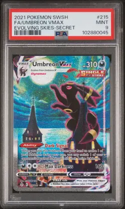 2021 POKEMON SWORD & SHIELD #215 FA/UMBREON VMAX EVOLVING SKIES-SECRET PSA 9 - Image 1