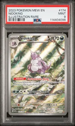 Nidoking Illustration Rare Pokemon Mew En-151 174 NM PSA 9 - Image 1