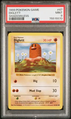 Diglett Shadowless 1999 Pokemon Game #47 PSA 9 - Image 1