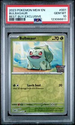 2023 POKEMON MEW EN-151 BEST BUY EXCLUSIVE #001 BULBASAUR PSA 10 - Image 1