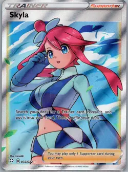 2021 Pokemon TCG Skyla Holo Ultra Rare Full Art Card Shining Fates 072/072 - Image 1