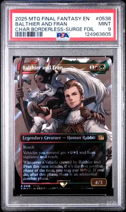 2025 MTG FINAL FANTASY CHARACTER BORDERLESS-SURGE FOIL BALTHIER AND FRAN PSA 9 - Image 1