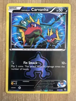 Team Aqua's Carvanha (#20/34) - Reverse Holofoil XY - Double Crisis LP Pokemon - Image 1