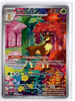 Pokemon TCG Sawsbuck 166/162 Sv05: Temporal Forces Illustration Rare - Image 1