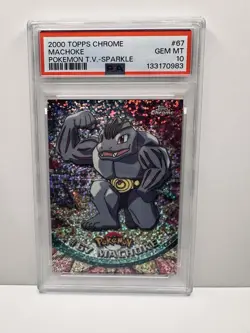 2000 TOPPS CHROME MACHOKE #67 POKEMON T.V. SPARKLE PSA 10 GEM MINT - Image 1