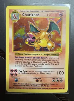 Pokemon TCG Charizard Base Set, Holo Shadowless Rare Card 4/102 - Image 1