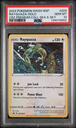 PSA 10 GEM MINT Rayquaza Cosmos Holo SWSH029 Black Star Promo Pokemon Card - Image 1