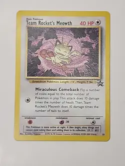 Team Rocket's Meowth 18/53 Wotc Promo Regular Pokemon LP - Image 2