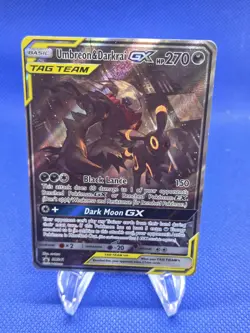 Pokemon Sun & Moon Umbreon & Darkrai GX Tag Team SM241 Black Star Promo HP/DMG - Image 1