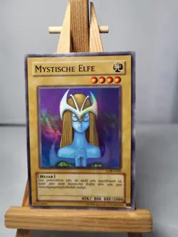 Yugioh MYSTISCHE ELFE Vintage Karte LOB-G050 light Played Super Rare yu-gi-oh - Image 1