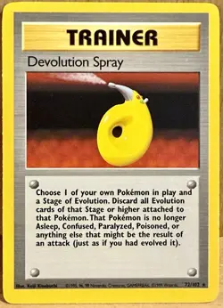 Devolution Spray Pokemon TCG Base Set Trainer Card 72/102 Unlimited Rare LP - Image 1