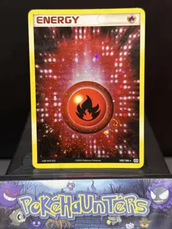 Pokemon Card Fire Energy 102/106 EX Emerald Double Swirl Holo Played - Image 1