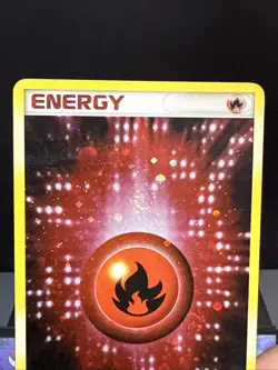 Pokemon Card Fire Energy 102/106 EX Emerald Double Swirl Holo Played - Image 2