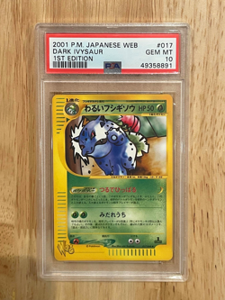 PSA 10 Dark Ivysaur 1st Edition Japanese Web Series Promo Pokemon 2001 Mint - Image 1