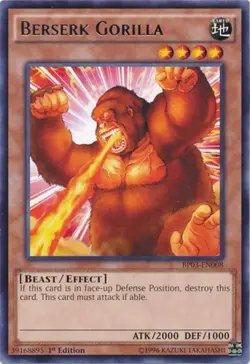 Yugioh! MP Berserk Gorilla - BP03-EN008 - Rare - 1st Edition Moderately Played, - Image 1