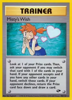 Misty's Wish- 108/132 - Pokemon Gym Challenge Unlimited Rare Card WOTC NM - Image 1