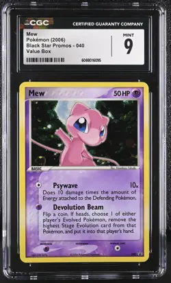 CGC 9 MINT Mew 2006 Black Star Promos 040 Holo Pokemon Card - Image 1
