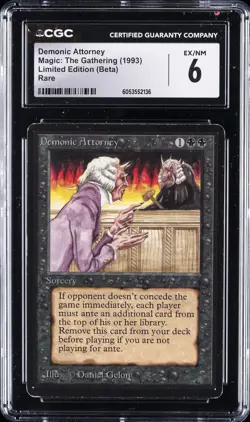 1993 MAGIC: THE GATHERING LTD ED (BETA) - RARE DEMONIC ATTORNEY CGC 6 - Image 1