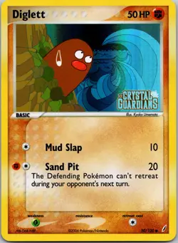 Diglett 50/100 Near Mint ex Crystal Guardians Reverse Holo Stamped Pokemon - Image 1