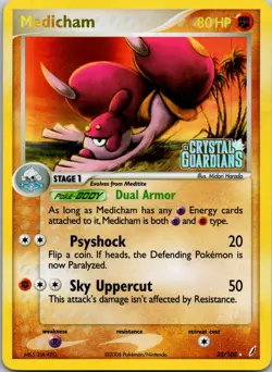 Medicham 25/100 Near Mint ex Crystal Guardians Reverse Holo Stamped Pokemon - Image 1