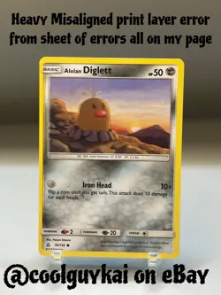 Pokemon Misaligned Print Layer Misprint Error Alolan Diglett 78/156 Ultra Prism - Image 1