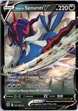 Hisuian Samurott V Ultra Rare SWSH10: Astral Radiance 101/189 NM Pokemon - Image 1