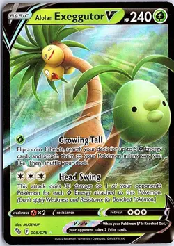 Alolan Exeggutor V Ultra Rare Pokemon GO 005/078 NM Pokemon - Image 1