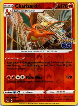 Charizard 010/078 Pokemon GO NM Reverse Holo Pokemon TCG - Image 1