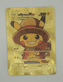 PIKACHU POKEMON LUFFY ONE PIECE OP PIKA CARTE CARD HOLO PRISM MANGA ANIME KAWAII - Image 1