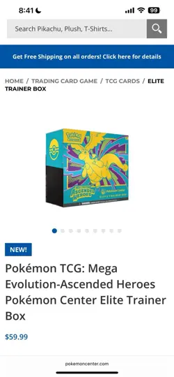 PRESALE ? 1X MEGA EVOLUTION ASCENDED HEROES POKEMON CENTER EXCLUSIVE ETB NEW - Image 1