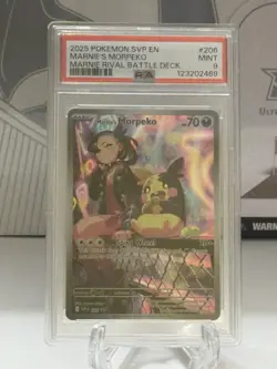 2025 POKEMON SVP EN-SV BLACK STAR PROMO #206 MARNIE'S MORPEKO PSA 9 - Image 1