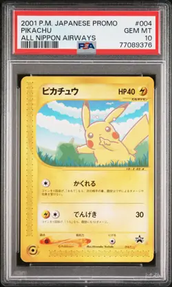 2001 PSA 10 Pikachu ANA All Nippon Airways Promo 004/P Japanese Pokemon card - Image 1