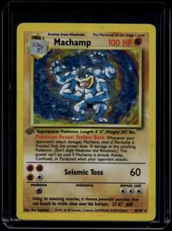 Pokemon TCG Machamp 8/102 1st Edition Base Set Holo Rare DMG - Image 1
