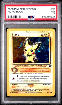 Pichu-Holo Pokemon Neo Genesis 12 NM PSA NM 7 - Image 1