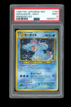 Pokemon PSA 9 MINT Feraligatr 1999 Holo Japan Neo Genesis File First Card - Image 1