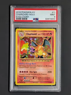 2016 POKEMON XY CHARIZARD-HOLO EVOLUTIONS PSA 9 MINT #11/108 - Image 1