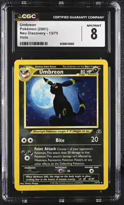 CGC 8 Umbreon 2001 Neo Discovery 13/75 Holo Pokemon Card - Image 1